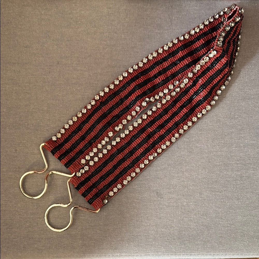 Vintage Red and Black Beaded Belt